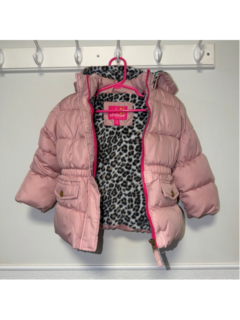 Baby Platinum Puffer Jacket 24 Months Pink Leopard Print - Picture 8 of 10